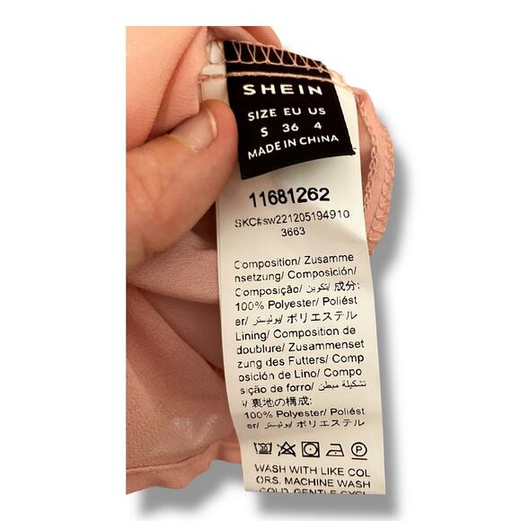 Shein Coquette Pink Puff Sleeve Mini Dress Cottagecore Fairycore Regency Small - Picture 6 of 7